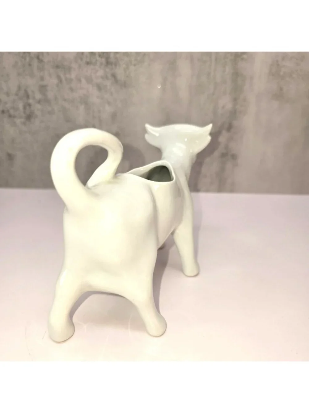 French Ceramic Cow Creamer Pitcher White Milk Jug Farmhouse Kitchen Decor CM2345